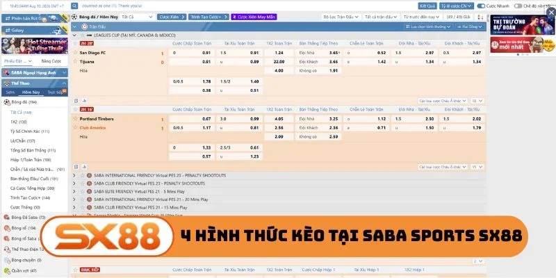 4 hình thức kèo bóng đá tại Saba Sports SX88