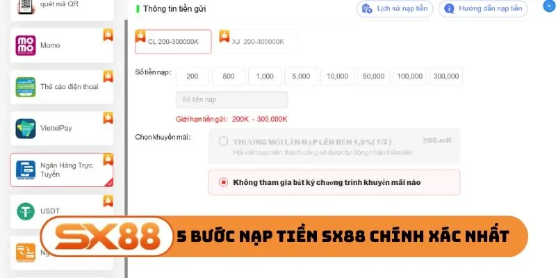 5 bước nạp tiền SX88 chính xác nhất