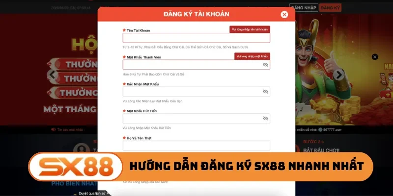 Hướng dẫn đăng ký SX88 nhanh nhất