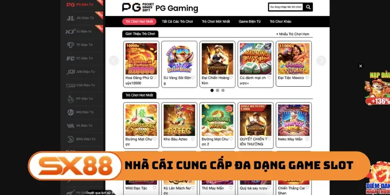 Nhà cái cung cấp đa dạng game slot